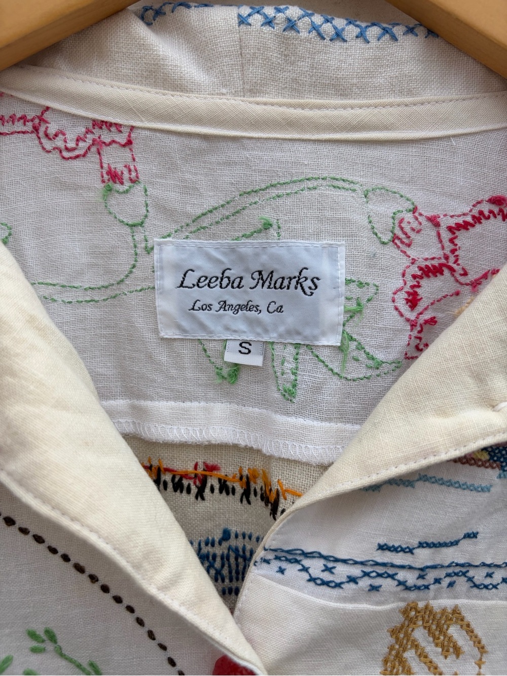 NWT Leeba Marks Dead Stock Vintage Tablecloth Hand Embroidered Blouse Cottage - Picture 5 of 15